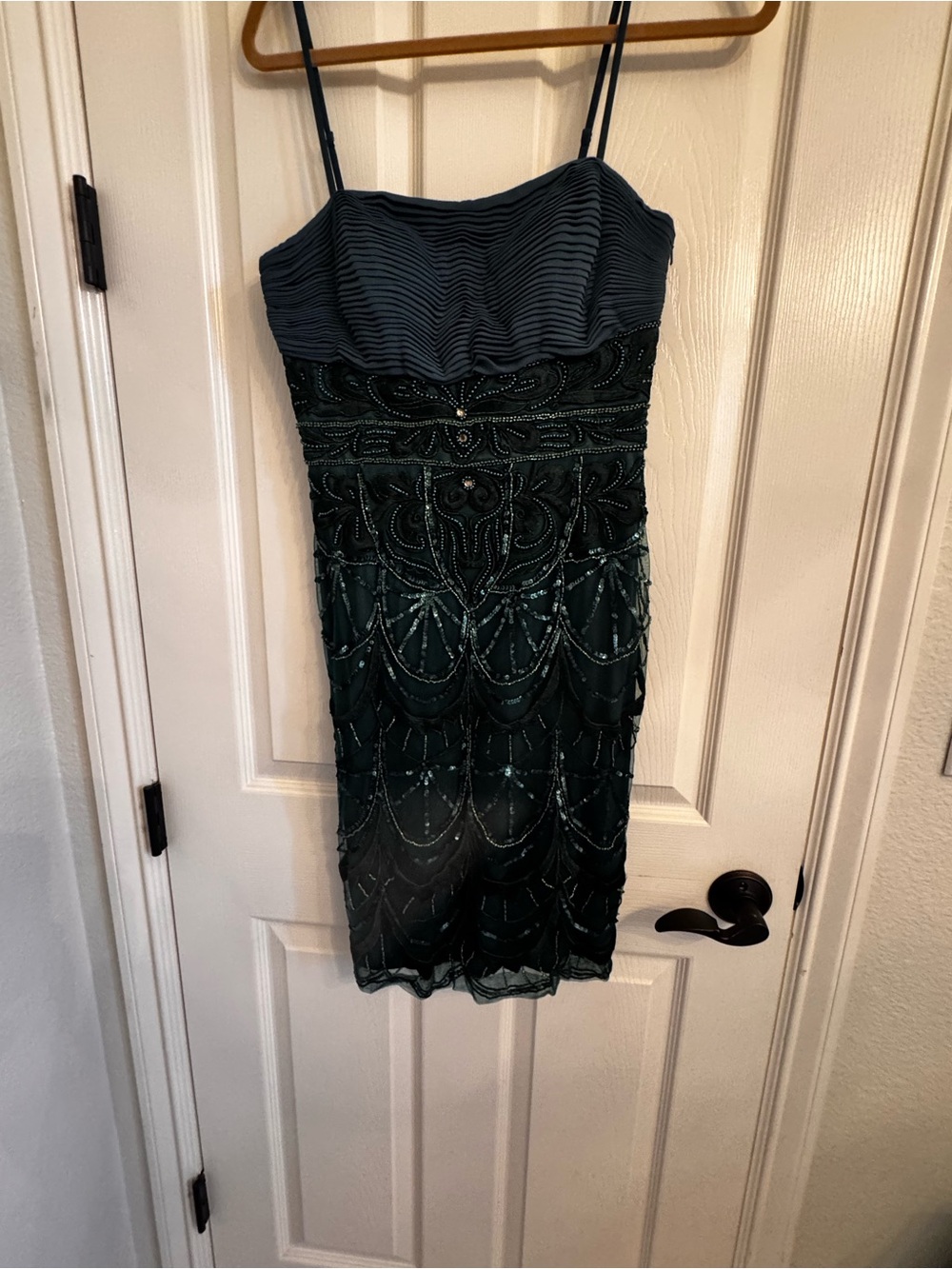 Strapless Beaded Green Cocktail Dress